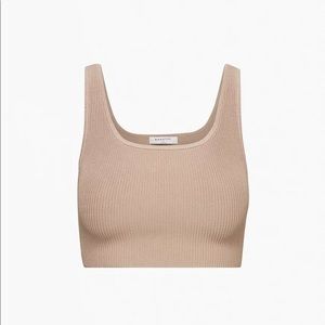 Aritzia babaton sculpt knit crop square neck top